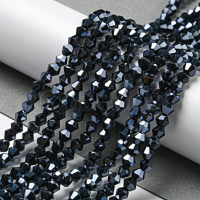 Transparent Electroplate Glass Beads Strands GLAA-F029-4mm-C02-1