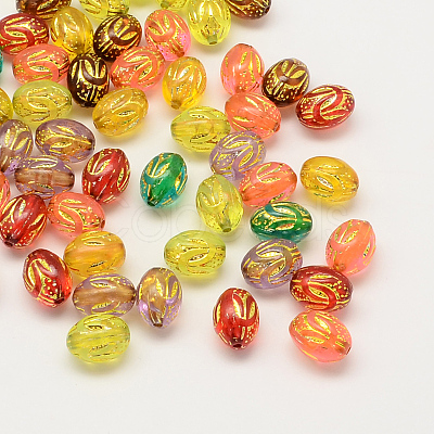 Plating Acrylic Oval Beads PACR-Q100-01-1