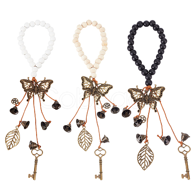 3Pcs Wood Pendant Decorations HJEW-OC00175-1