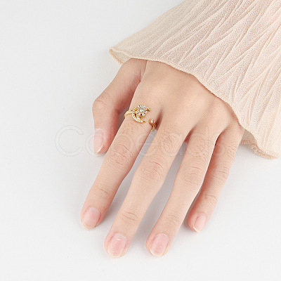 Adjustable Opening Brass  Cubic Zirconia Rotating Ring PW-WG87975-02-1