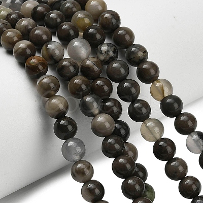 Natural Volcanic Agate Beads Strands G-G305-A01-6mm-1