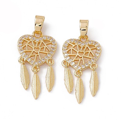 Brass Micro Pave Clear Cubic Zirconia Pendants KK-E068-VC056-1