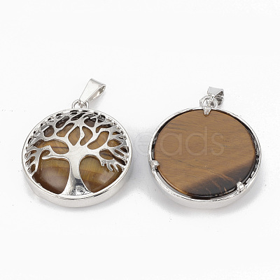 Natural Tiger Eye Pendants G-S292-10E-P-1