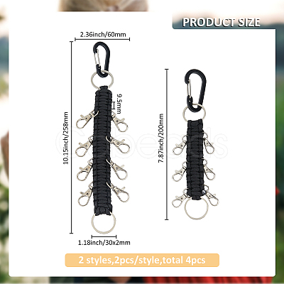 4Pcs 2 Styles Alloy Keychains HJEW-FH0001-70-1