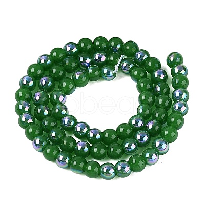 Electroplate Imitation Jade Glass Beads Strands EGLA-Q132-6MM-01B-09-1