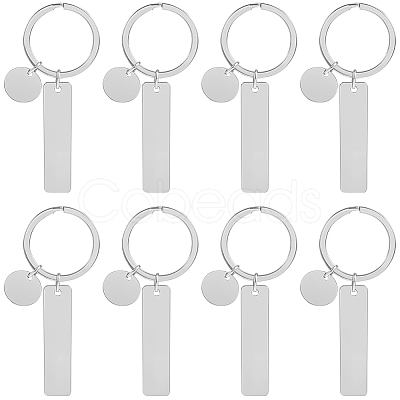 20Pcs 201 Stainless Steel Blank Pendant Keychain KEYC-SC0001-62C-1