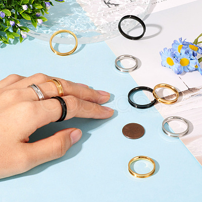 12Pcs 6 Size 201 Stainless Steel Grooved Finger Ring Settings RJEW-TA0001-06P-1