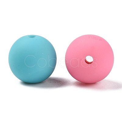 Rubberized Style Imitated Silicone Acrylic Beads MACR-T048-01B-13-1