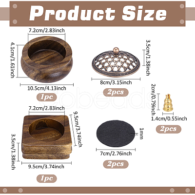 2 Bags 2 Styles Wood Incense Burners AJEW-PH0010-17-1