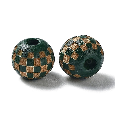 Wood Laser Engraved Tartan Beads WOOD-I011-01A-05-1