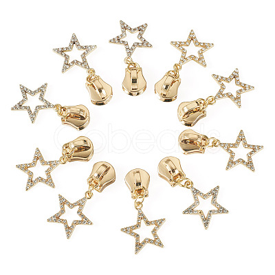 20Pcs Alloy Rhinestone Replacement Zipper Sliders HJEW-TAC0154-1