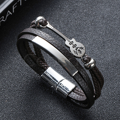 Leather Multi-strand Bracelets PW-WG50386-02-1