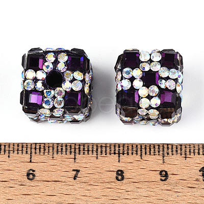 Polymer Clay Rhinestone Beads with Square Acrylic CLAY-T022-03C-1