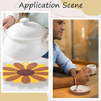 2Pcs 2 Style Flower Silicone Hot Pads AJEW-GF0011-17B-1