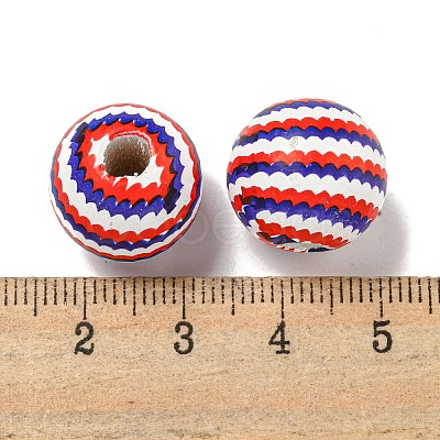 Printed Wood European Beads WOOD-G022-07D-1