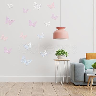8 Sets 8 Styles Paper Hollow Butterfly Wall Stickers Decorations DIY-DR0001-70-1