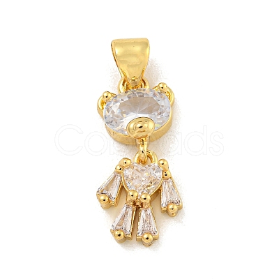 Bear Rack Plating Brass Micro Pave Cubic Zirconia Pendants KK-G513-18G-1