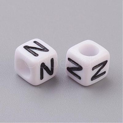 Acrylic Horizontal Hole Letter Beads PL37C9308-N-1