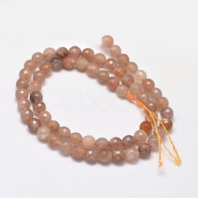 Faceted Natural Multi-Moonstone Round Bead Strands G-F266-22-6mm-1