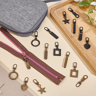 32Pcs 16 Styles Detachable Zinc Alloy Zipper Sliders FIND-NB0006-72-1