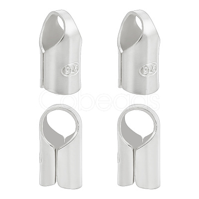 4Pcs Column Sterling Silver Cord Ends STER-BC0004-47S-1