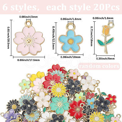 120Pcs 6 Styles Alloy Enamel Pendants ENAM-SC0007-03A-1