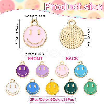 18Pcs 9 Colors Alloy Enamel Charms ENAM-YW0001-97-O-1