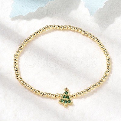 Christmas Brass Micro Pave Cubic Zirconia Link Bracelets LS-BJEW-K289-01B-G-1