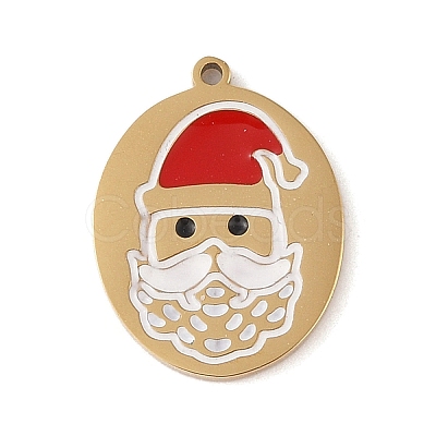 Christmas Theme Ion Plating(IP) 304 Stainless Steel Enamel Pendants STAS-Z083-07G-02-1