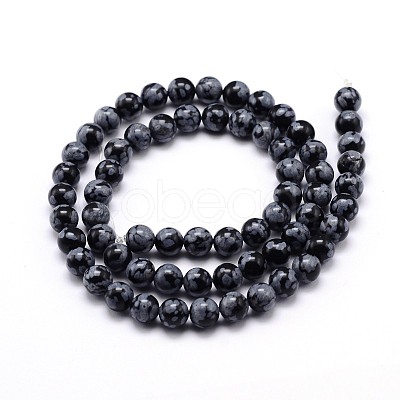 Natural Snowflake Obsidian Round Bead Strands X-G-J303-09-6mm-1