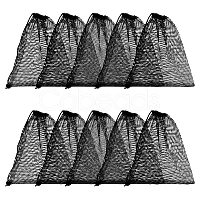 Polyester Mesh Drawstring Storage Bags ABAG-WH0044-49C-1