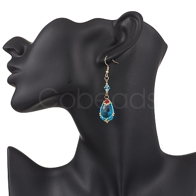 Handmade Glass Seed Beads Teardrop Dangle Earrings EJEW-MZ00576-03-1