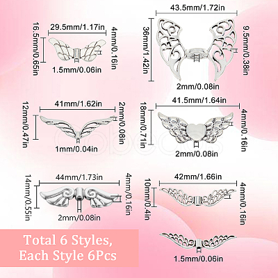 36Pcs 6 Style Tibetan Style Alloy Beads TIBEB-SC0001-19-1