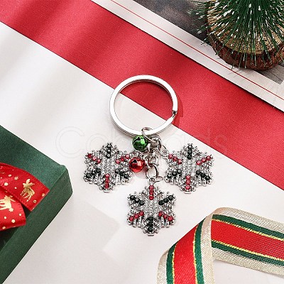 Christmas Snowflake Alloy Rhinestone Keychain KEYC-YW00108-01-1