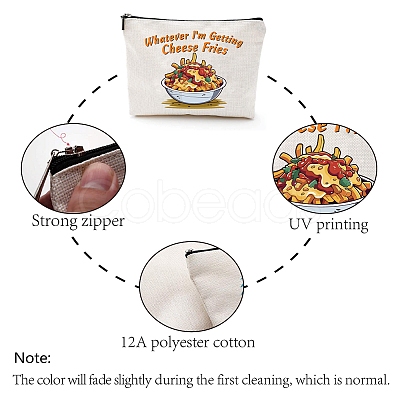 Polycotton Cheese Fries Printed Canvas Storage Bags ABAG-WH0029-136-1