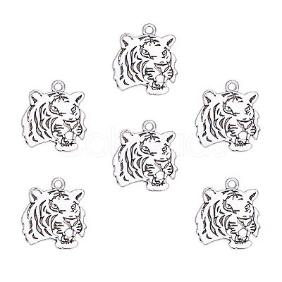 Tibetan Style Alloy Tiger Head Pendants TIBEP-PH0004-85-1