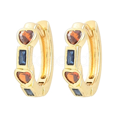 Brass Pave Cubic Zirconia Hoop Earrings KK-CBAD104-04G-I-1