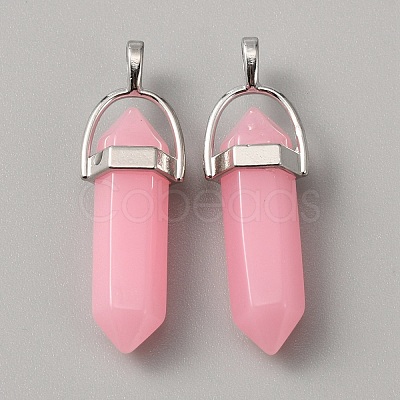 Natural Dyed White Jade Double Terminal Pointed Pendants G-WH0016-37G-1