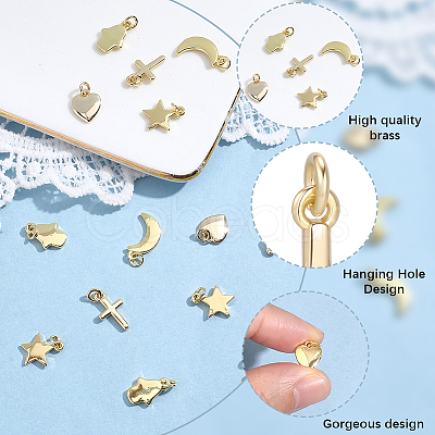 20Pcs 5 Styles Brass Pendants KK-BBC0025-51-1