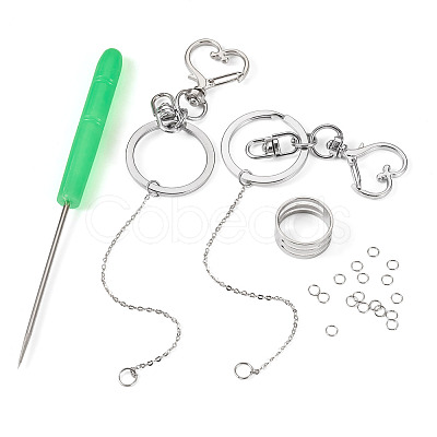 Alloy Heart Lipstick Keychains Making Kits DIY-TA0014-02-1