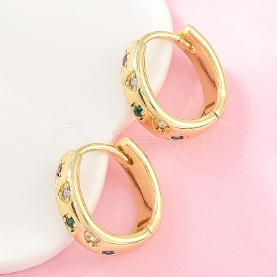 Brass Micro Pave Cubic Zirconia Hoop Earrings KK-CBA8324-01G-1