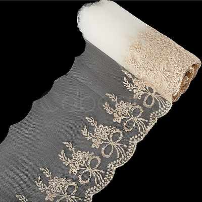 10 Yards Polyester Flower Embroidery Lace Trim OCOR-GF0004-88-1