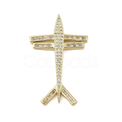 Plane Rack Plating Brass Micro Pave Cubic Zirconia Pendants KK-Z074-21G-1