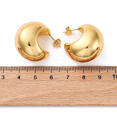 Moon 304 Stainless Steel Stud Earrings EJEW-A125-23G-1