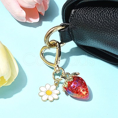 Acrylic Strawberry Pendant Decoration HJEW-SW00120-01-1