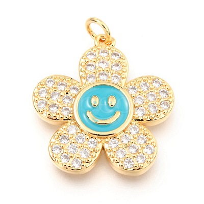 Brass Micro Pave Clear Cubic Zirconia Pendants KK-I683-05C-1