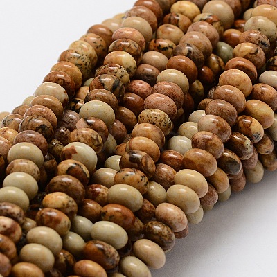 Rondelle Natural Picture Jasper Bead Strands G-L439-08-1