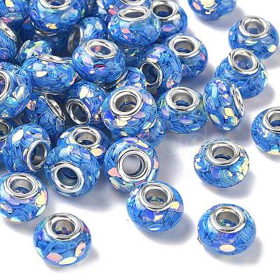 Transparent Resin Rondelle European Beads RESI-S023-28-1