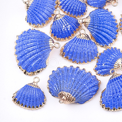 Spray Paint & Electroplate Sea Shell Pendants SSHEL-S262-08B-1