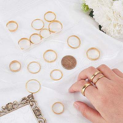 18Pcs 18 Styles 201 Stainless Steel Finger Rings RJEW-SC0001-37G-1